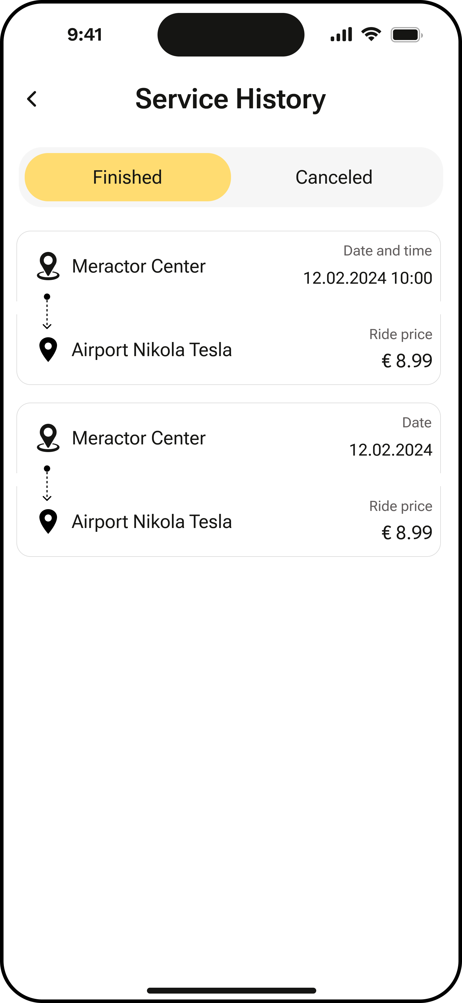 Ride history